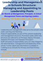 Leadership and Management in Schools Structure: Managing and Appointing to Leadership Posts