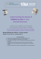 NEPS/TUSLA:  Understanding the Needs of Children in Care in Your School/Classroom